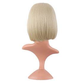 MapofBeauty 12 Inch Blonde Straight Bob Wig with bangs styling