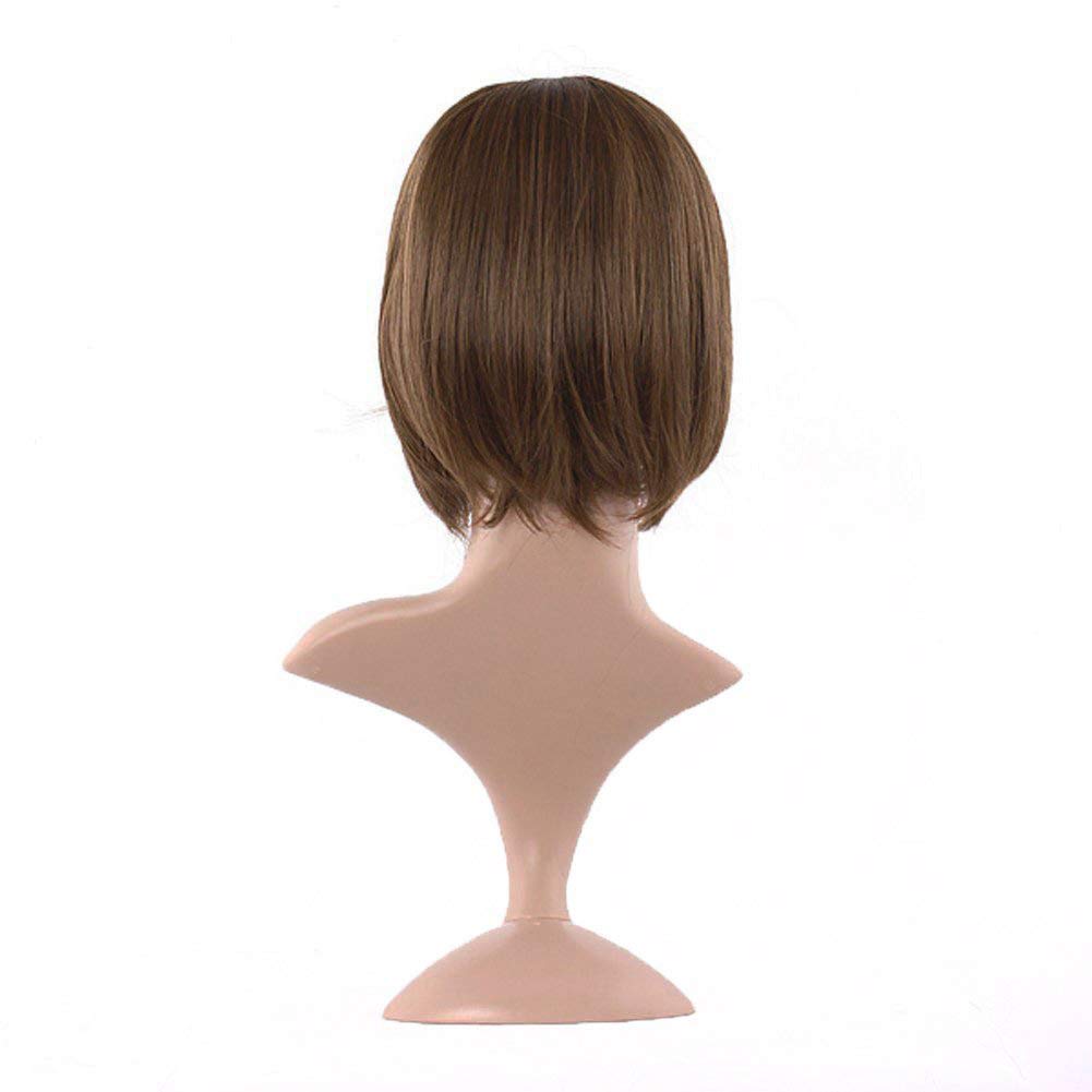 MapofBeauty 12 Inch Bob Wig in Flax Brown styled