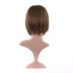 MapofBeauty 12 Inch Bob Wig in Flax Brown styled