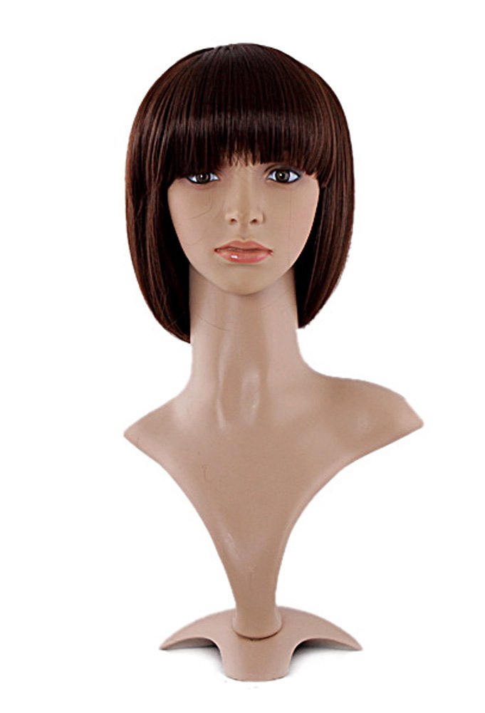 MapofBeauty 12 Inch Dark Brown Bob Wig front view