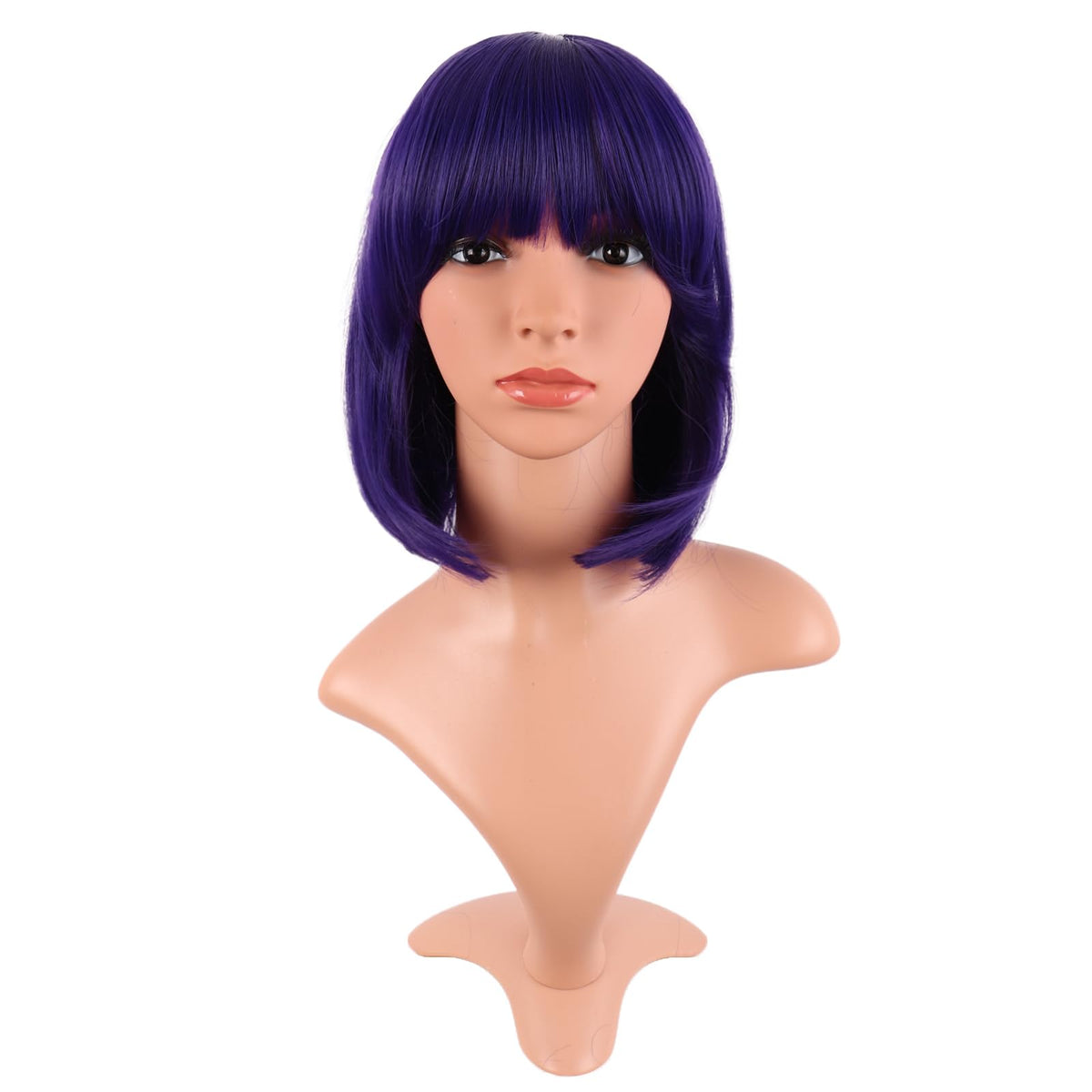 MapofBeauty 12 Inch Dark Purple Bob Wig front view