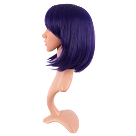 MapofBeauty 12 Inch Dark Purple Bob Wig side view