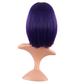 MapofBeauty 12 Inch Dark Purple Bob Wig styled with bangs
