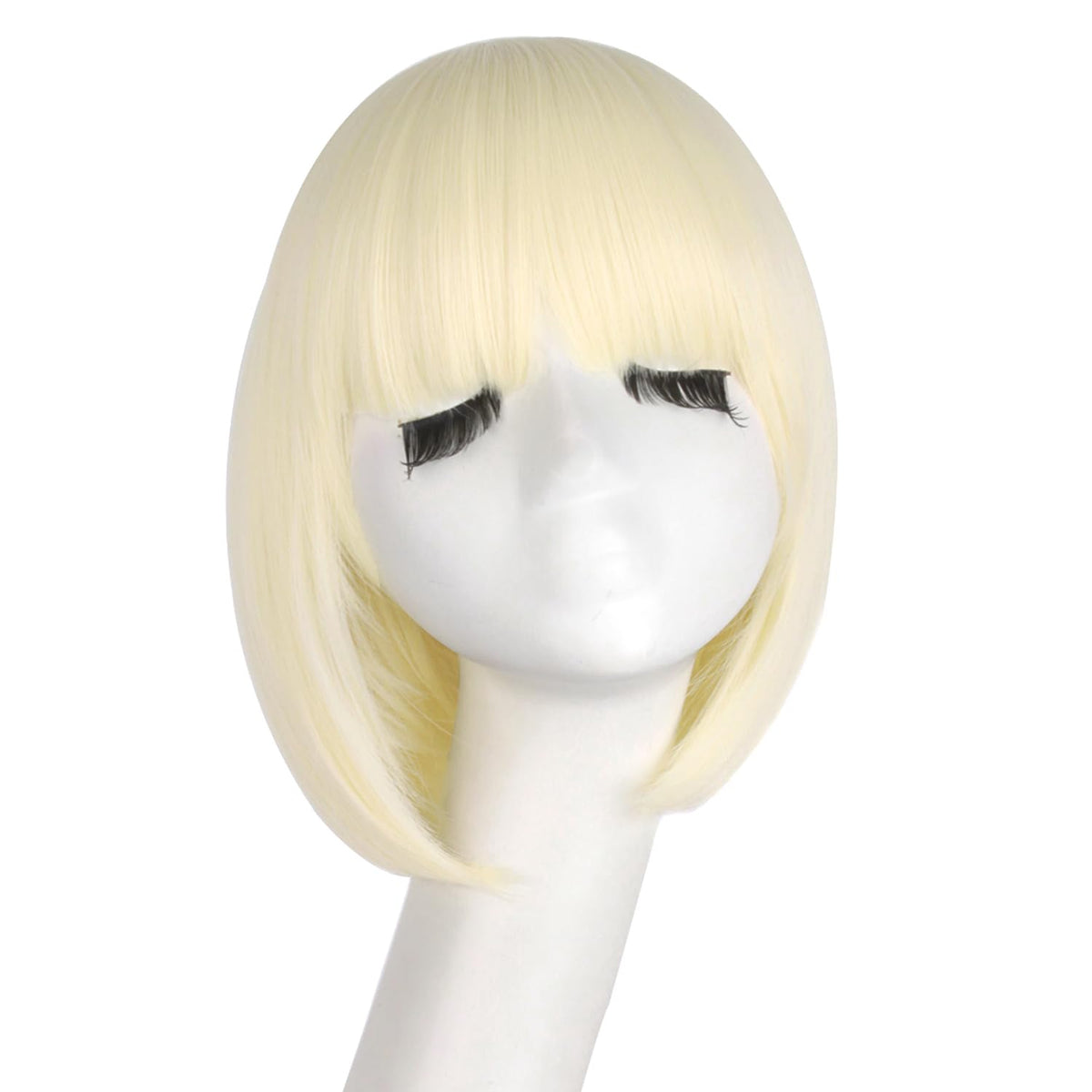 MapofBeauty 12 Inch Light Blonde Bob Wig front view