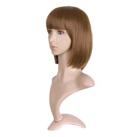 MapofBeauty 12 Inch Light Brown Bob Wig back view