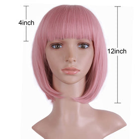 MapofBeauty 12 Inch Short Straight Bob Wig styled with accessories