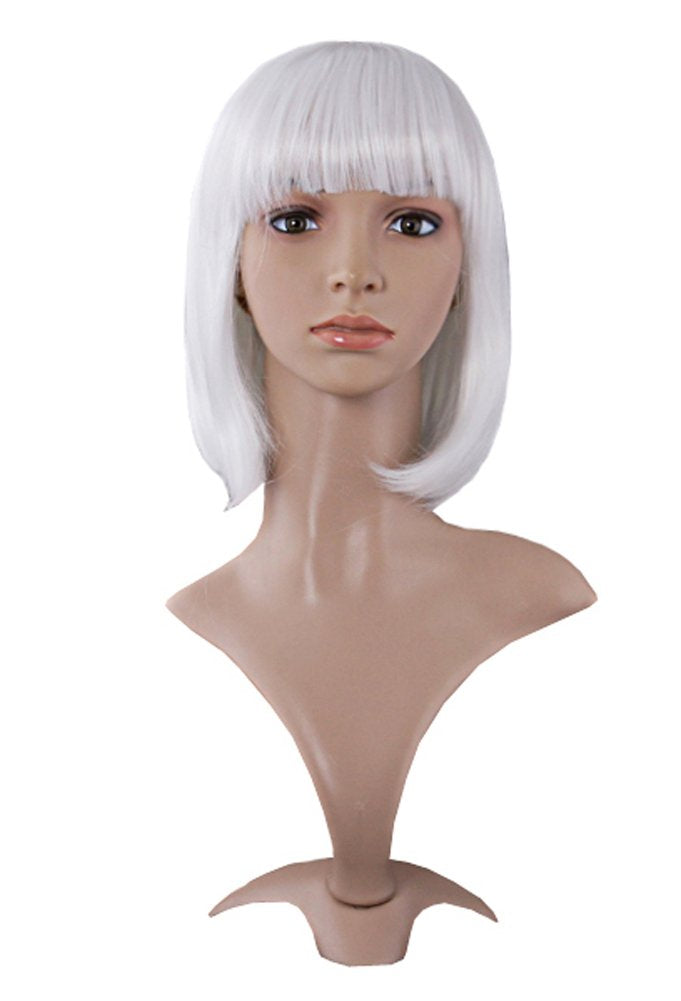 MapofBeauty 12 Inch White Bob Wig front view