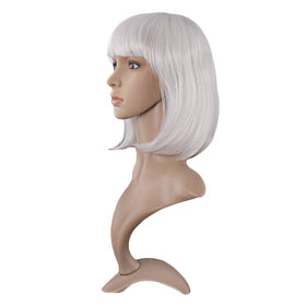 MapofBeauty 12 Inch White Bob Wig side view