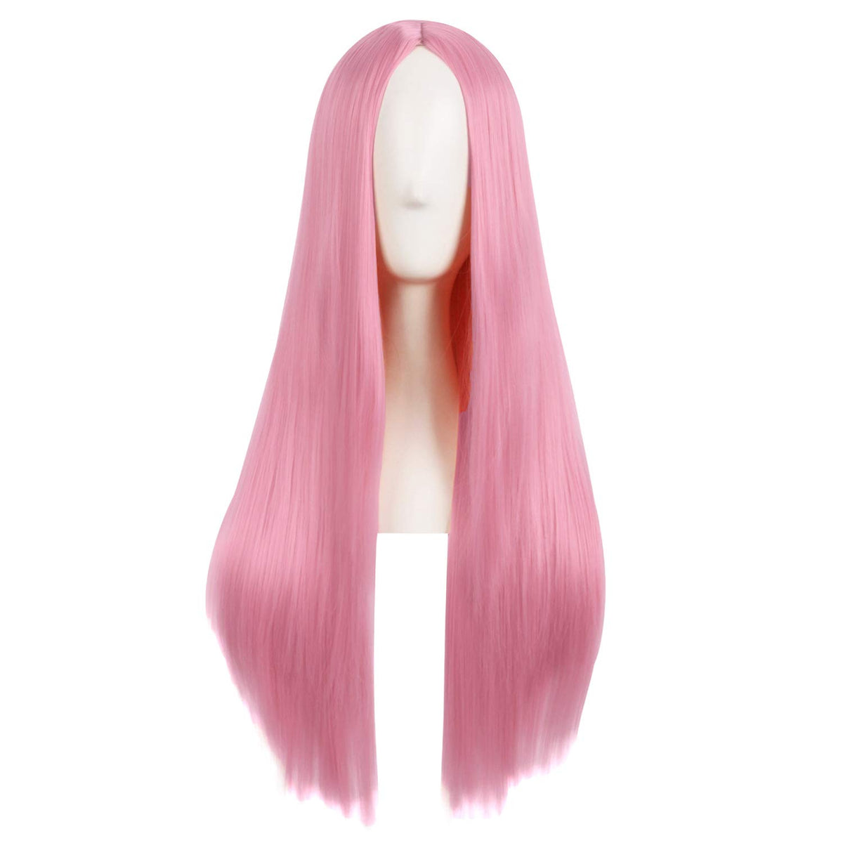 MapofBeauty 28 Inch Light Hot Pink Synthetic Wig front view