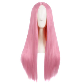 MapofBeauty 28 Inch Light Hot Pink Synthetic Wig front view