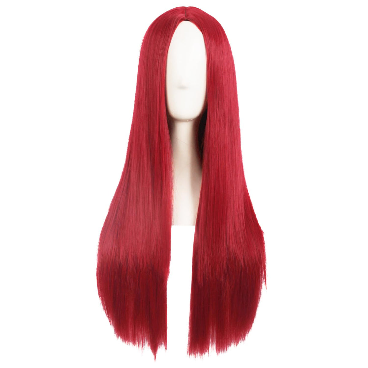 MapofBeauty 28 Inch Red Straight Synthetic Wig front view