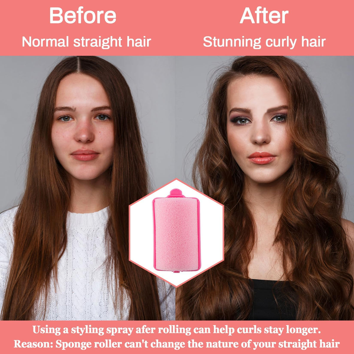 MAQIHAN 24PCS Foam Hair Rollers in use overnight