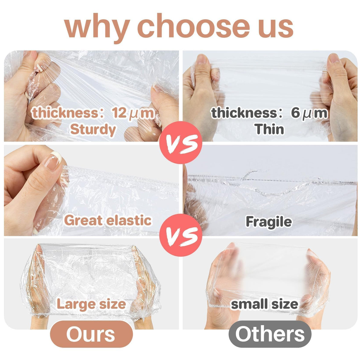 MAQIHAN Disposable Shower Cap showing thickened plastic material