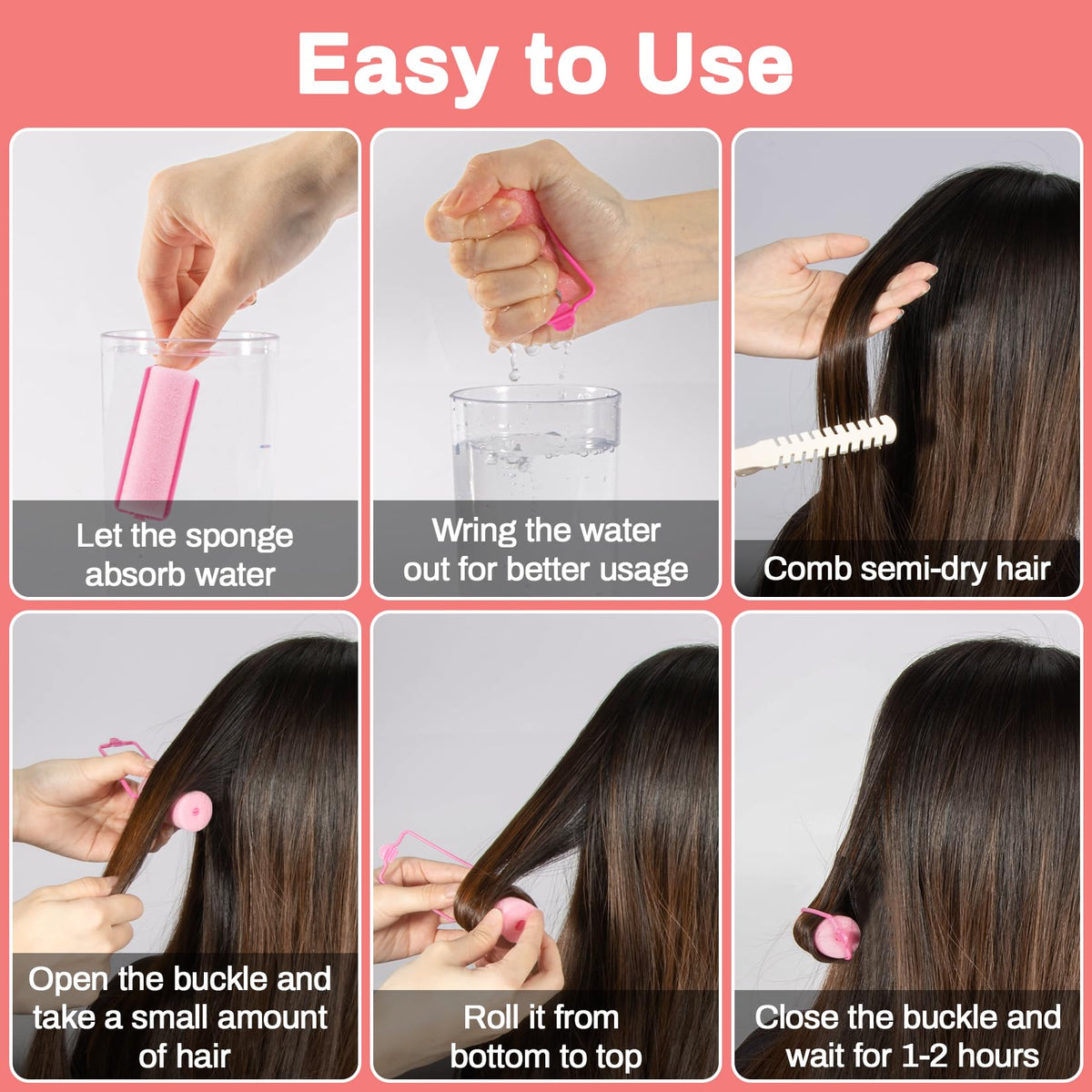 MAQIHAN Foam Hair Rollers in use on hair