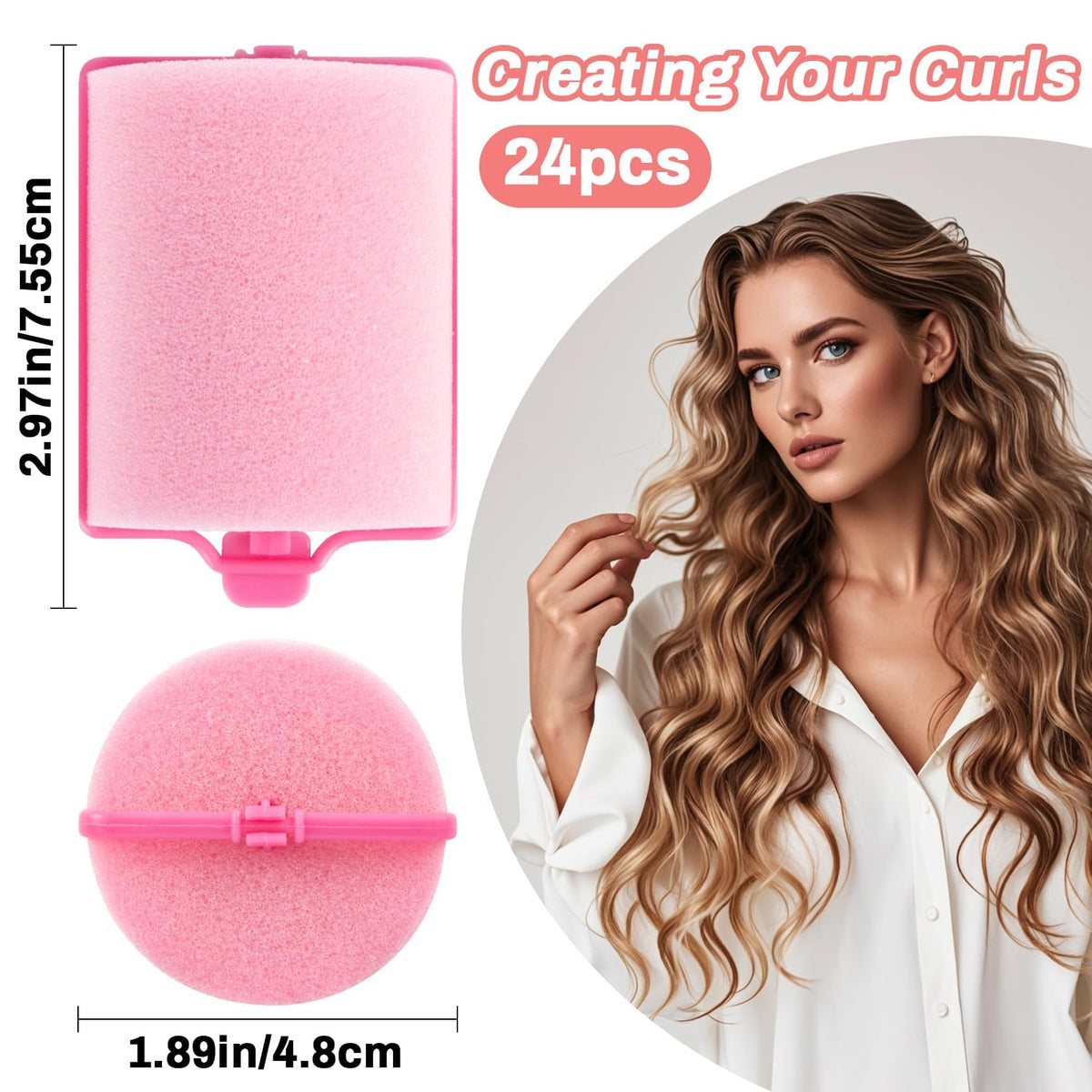 MAQIHAN Foam Hair Rollers showing 1.89 inch size