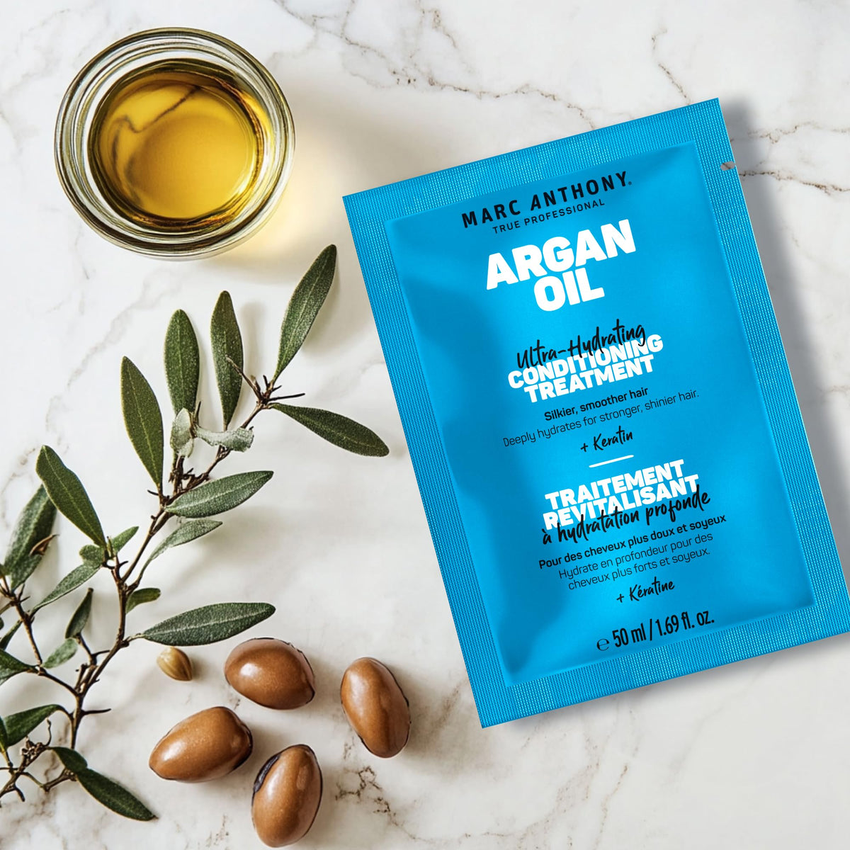 Marc Anthony Argan Oil Hair Mask opened showing texture