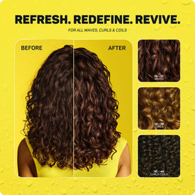 Marc Anthony Curl Refresher Spray in lifestyle setting on a bathroom counter