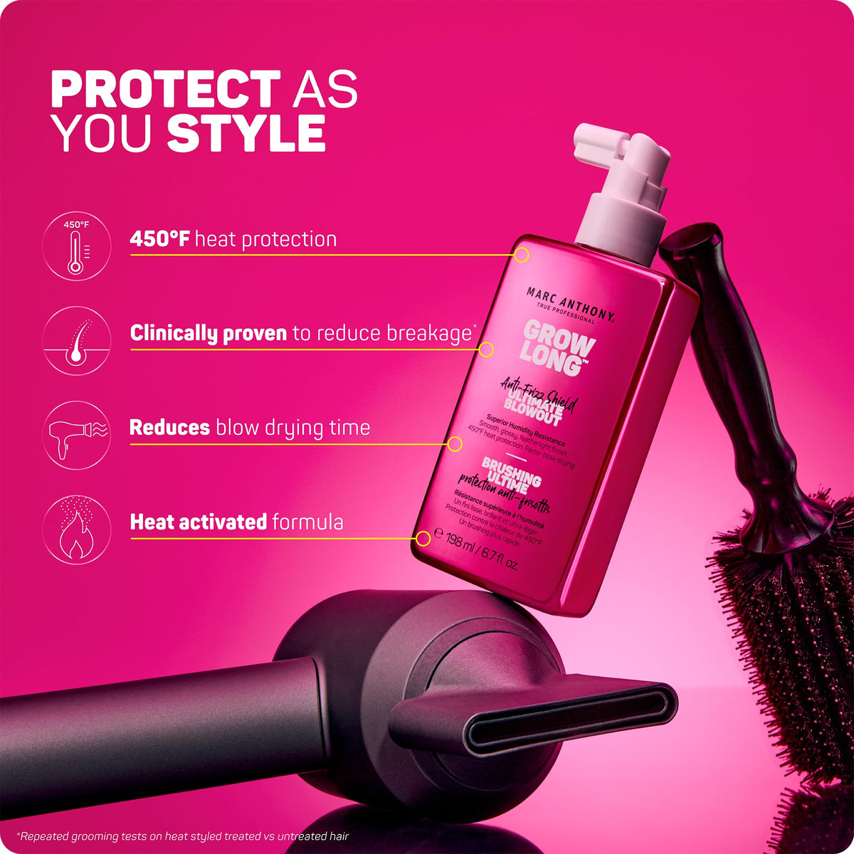Marc Anthony Grow Long Anti-Frizz Spray bottle side view