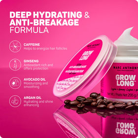 Marc Anthony Grow Long Hair Mask in a bathroom setting
