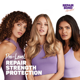 Marc Anthony Repair Bond products displayed on a bathroom shelf