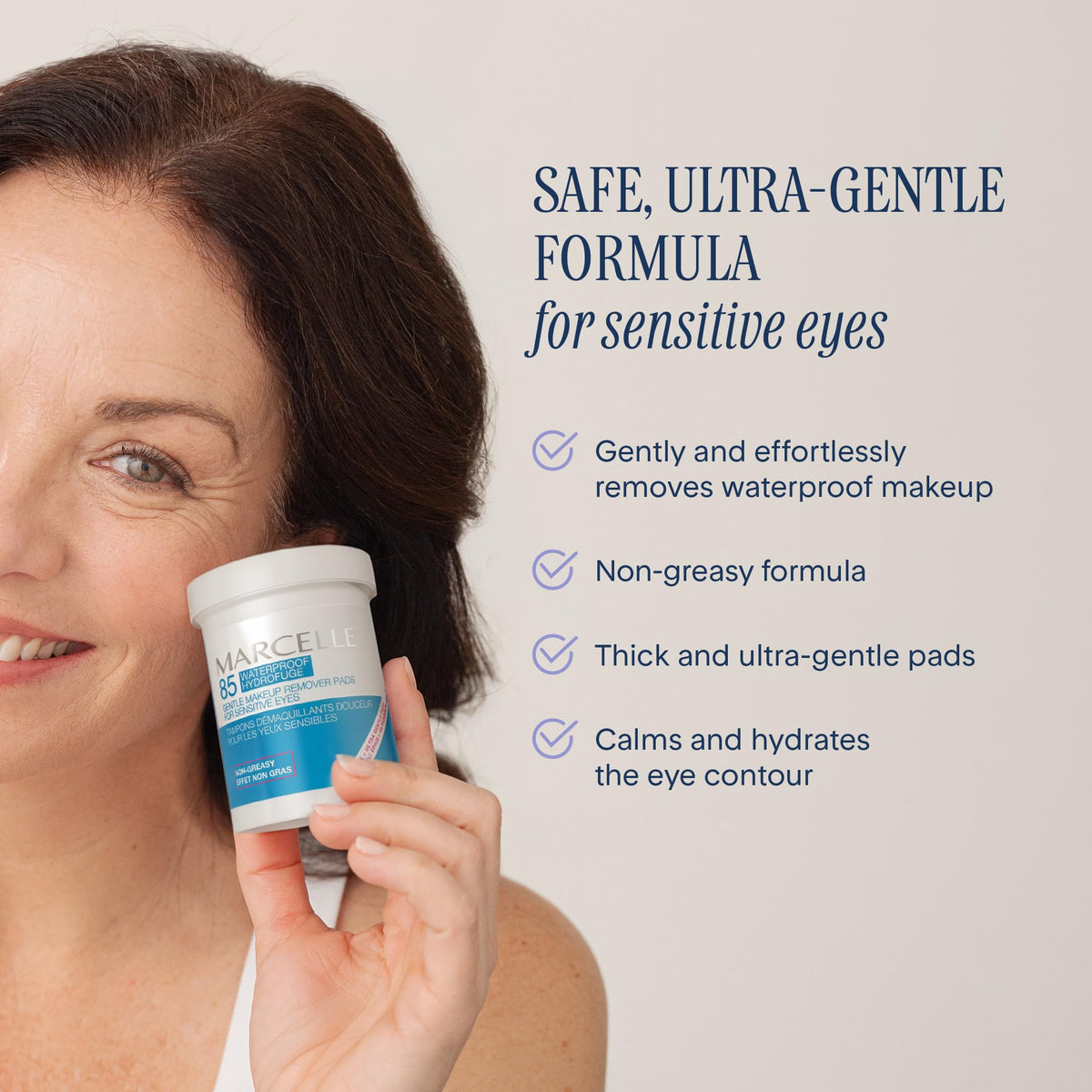MARCELLE Gentle Eye Makeup Remover Pads close-up of pad texture
