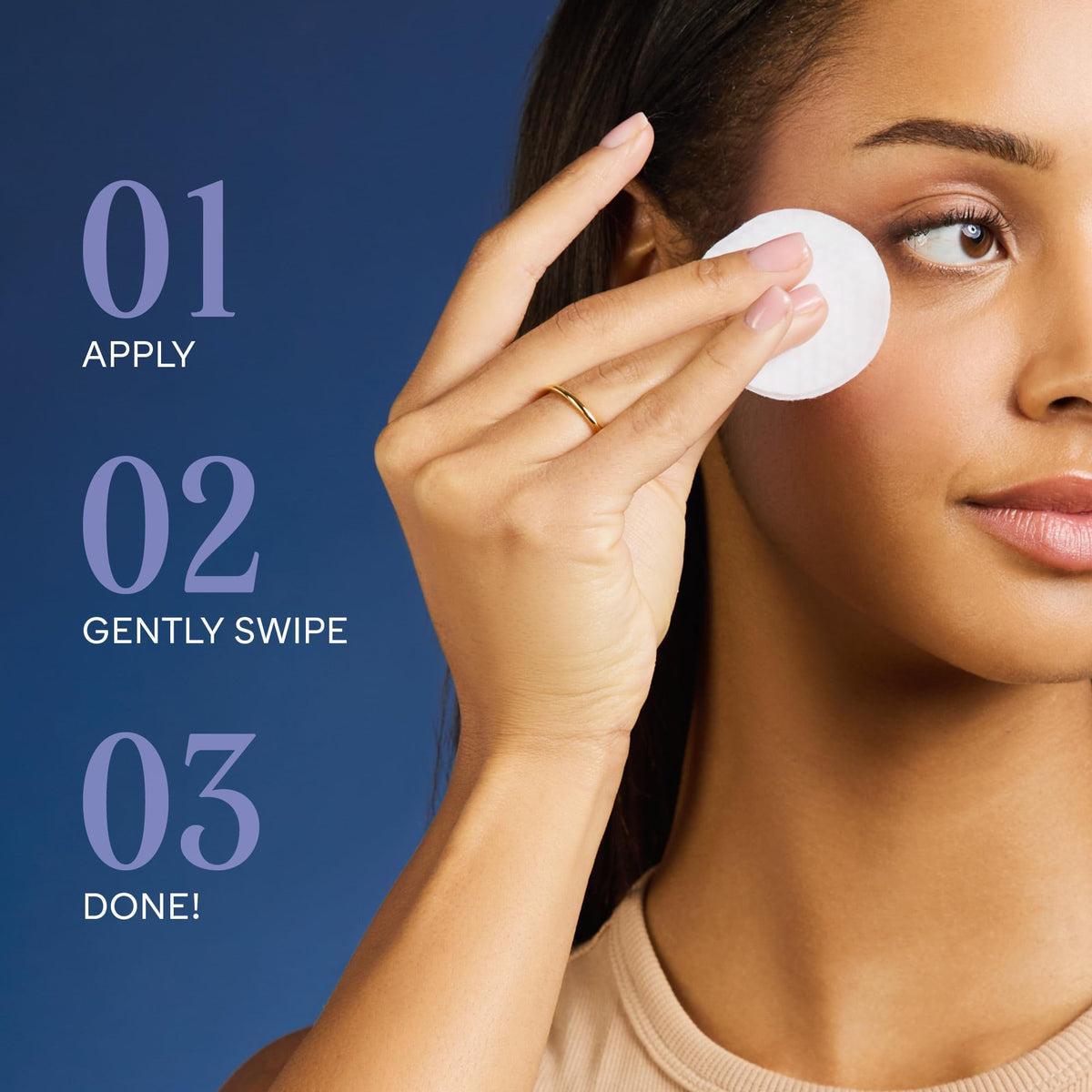MARCELLE Gentle Eye Makeup Remover Pads lifestyle scene with user