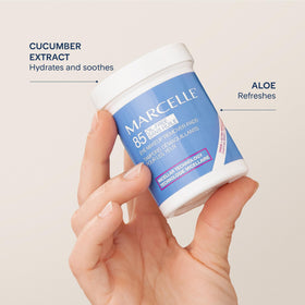 MARCELLE Oil-Free Eye Make-Up Remover Pads side view with label