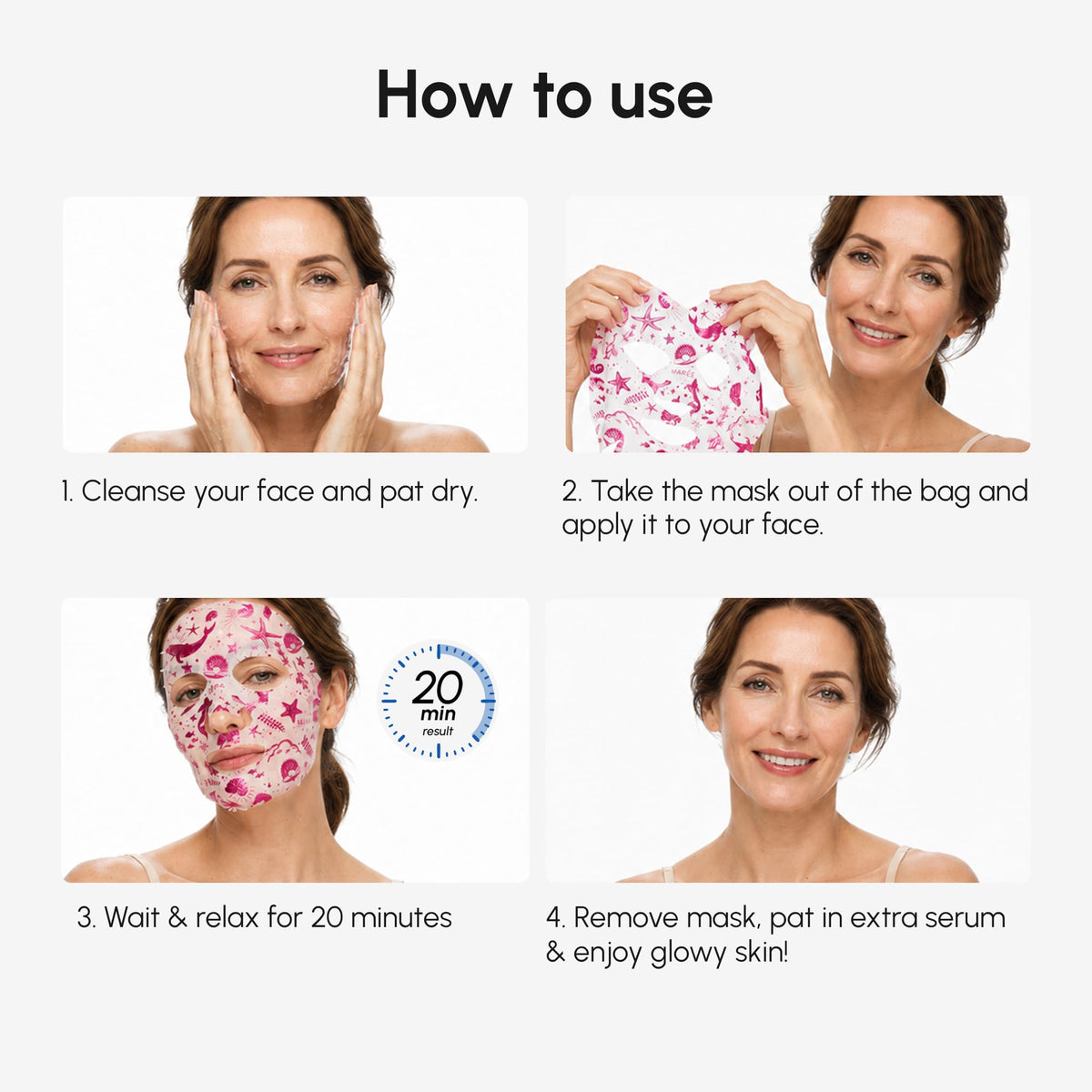 MAREE Collagen Facial Mask colorful design and packaging