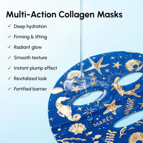 MAREE Collagen Facial Mask in use on a woman's face