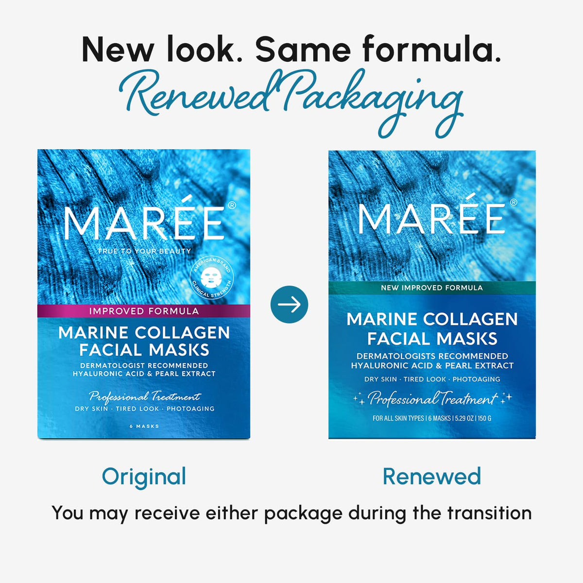 MAREE Collagen Facial Mask packaging with 12 masks