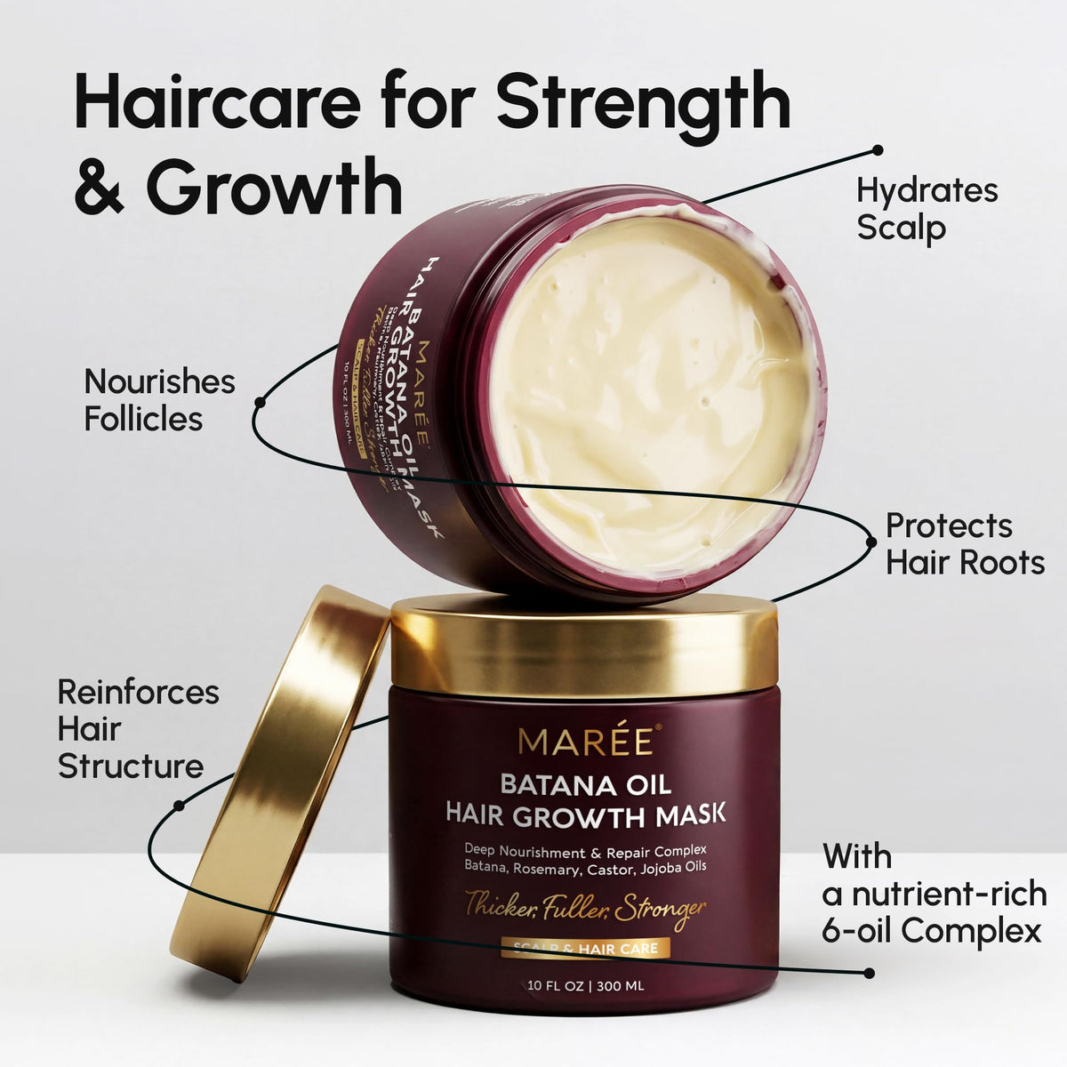 MAREE Deep Conditioning Hair Mask jar with lid open