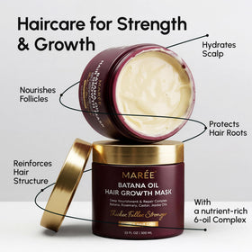 MAREE Deep Conditioning Hair Mask jar with lid open