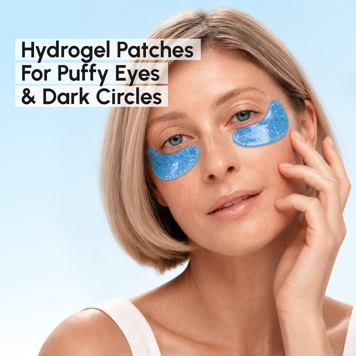 MAREE Eye Gels applied under eyes on a person