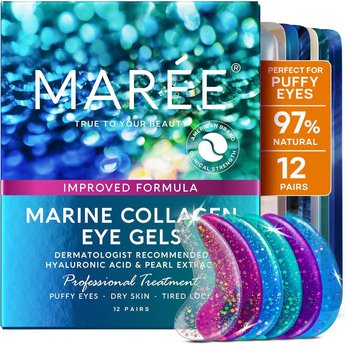 MAREE Eye Gels front view packaging with cooling eye patches