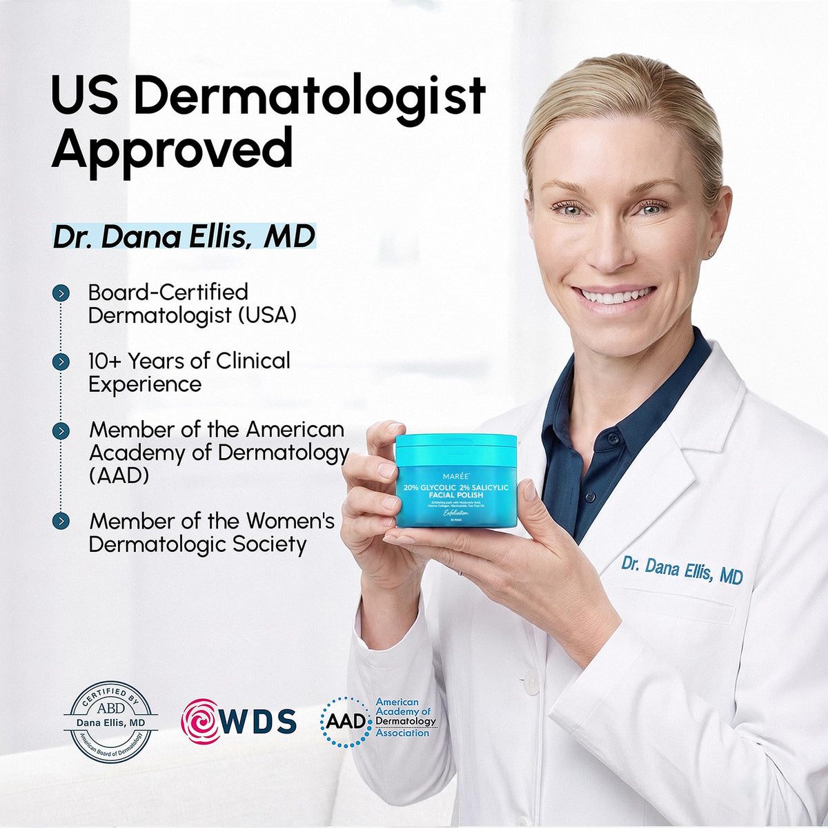 MAREE Glycolic Acid Pads 20% showing dual-sided texture
