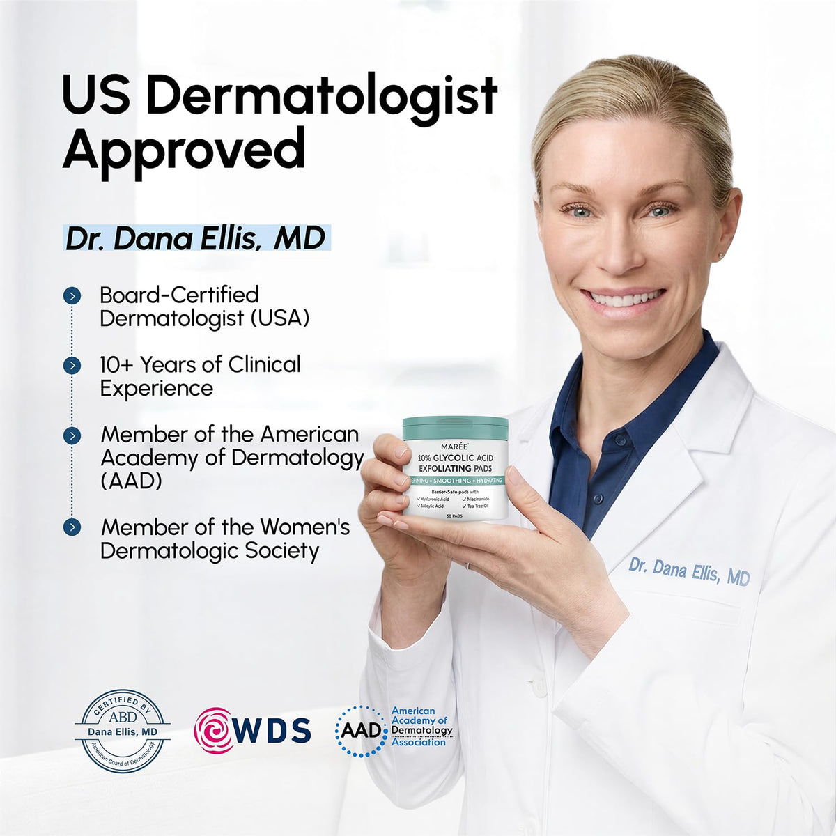 MAREE Glycolic Acid Pads in hand for application