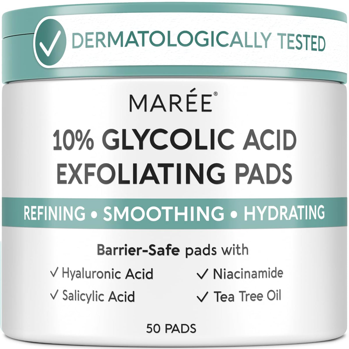 MAREE Glycolic Acid Resurfacing Pads front view with packaging