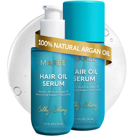 MAREE Hair Oil 2 PACK front view with argan oil bottle