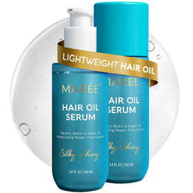 MAREE Hair Oil 2 pack front view with argan oil bottle