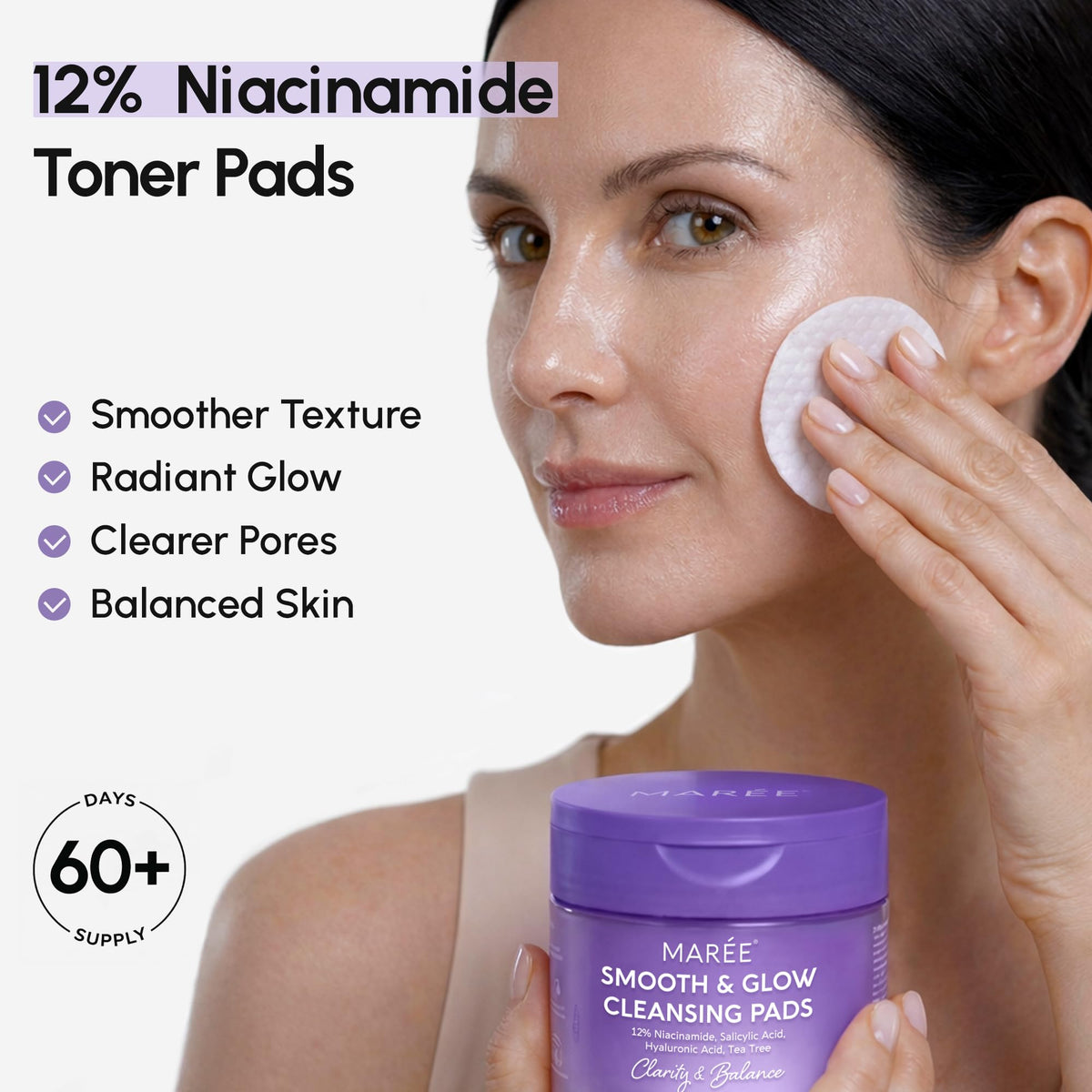 MAREE Niacinamide Toner Pads showing textured surface