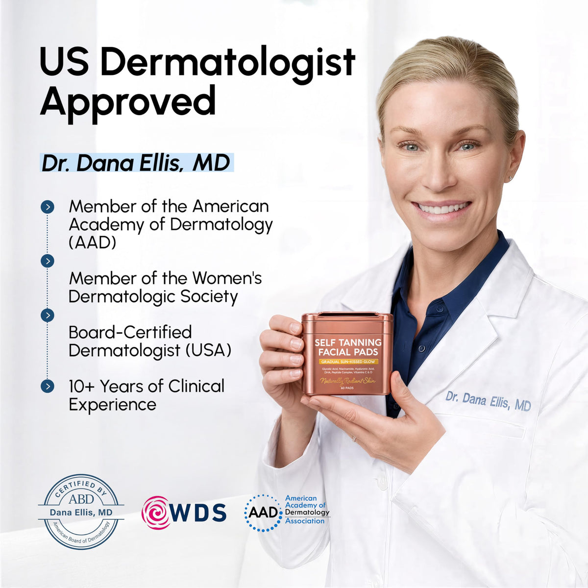 MAREE Self Tanning Facial Pads in hand for easy use