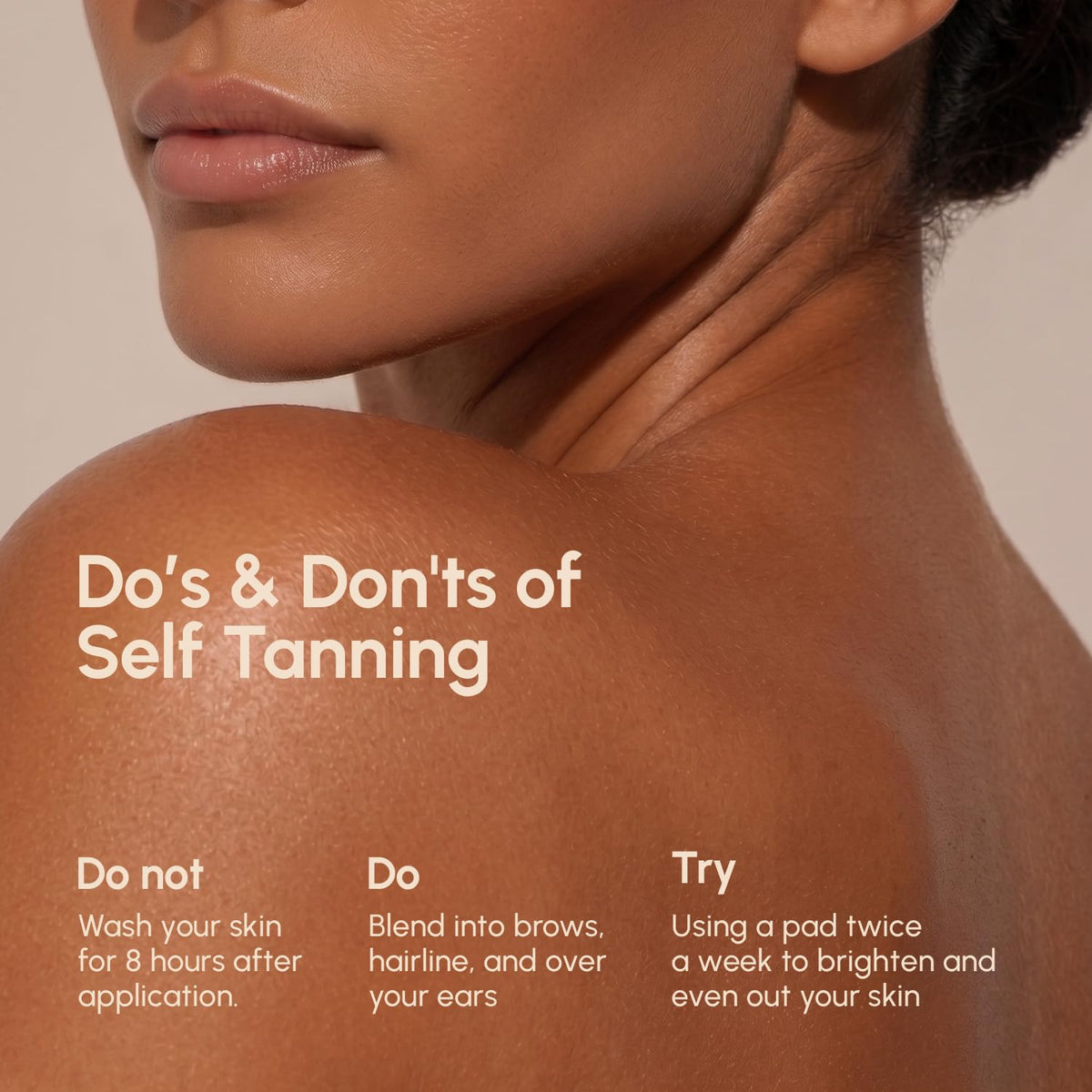 MAREE Self Tanning Facial Pads travel size with other beauty products