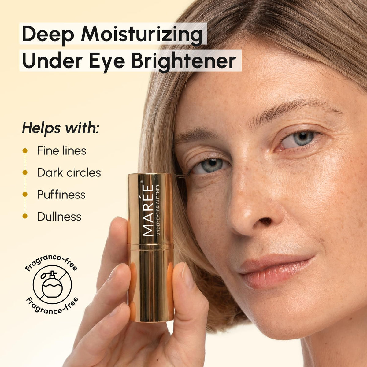MAREE Under Eye Balm Stick with gold packaging