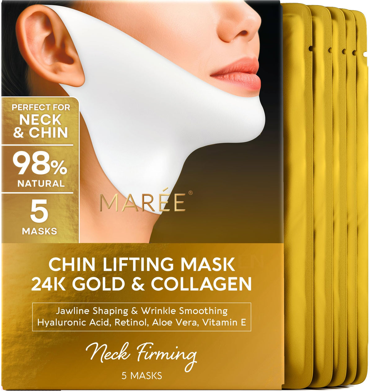 MAREE V Line Lifting Mask front view with 24K gold accents