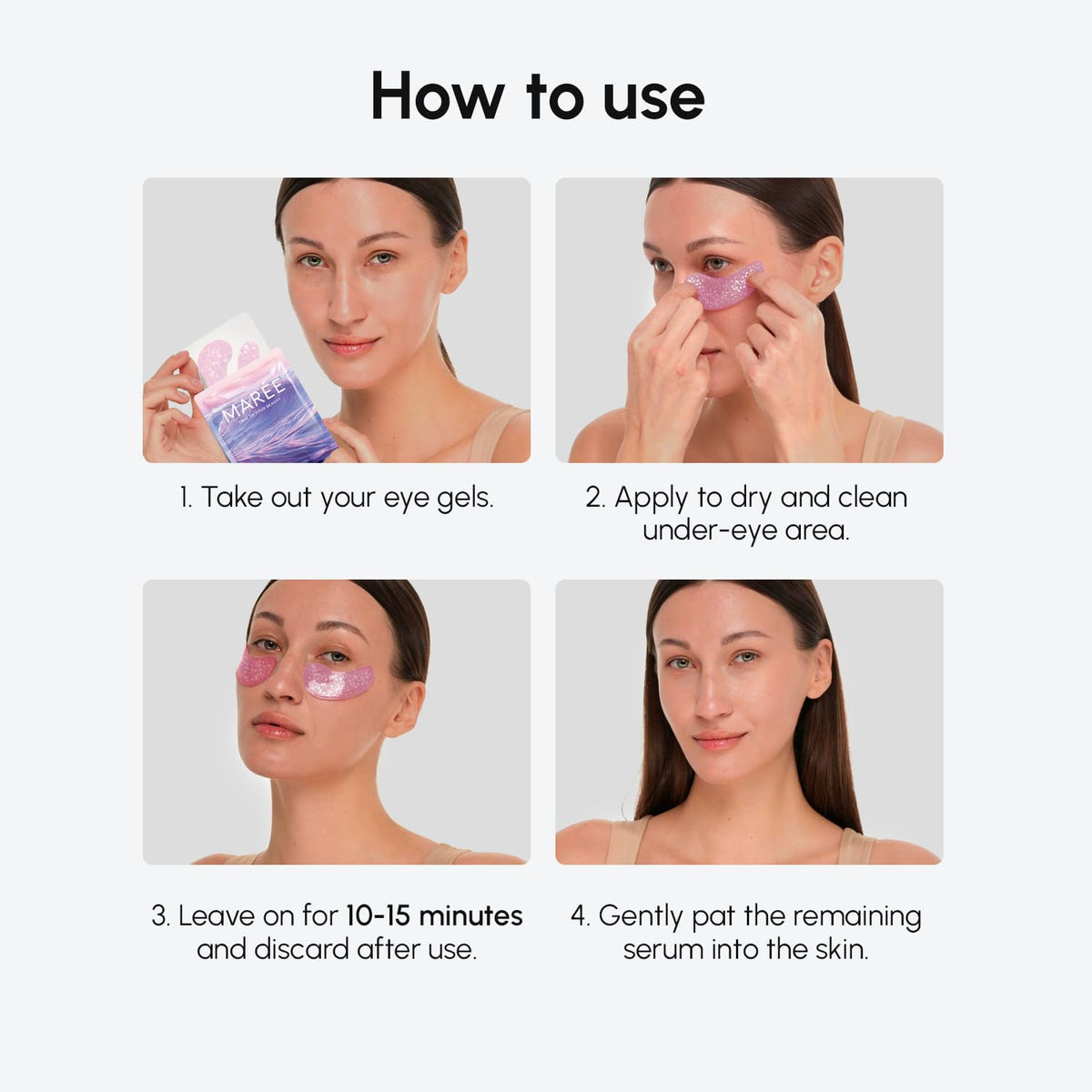 MAREE Violet Eye Gels displayed on a vanity