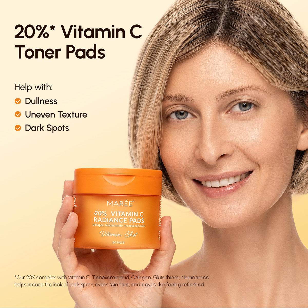 MAREE Vitamin C Toner Pads showing individual pad texture