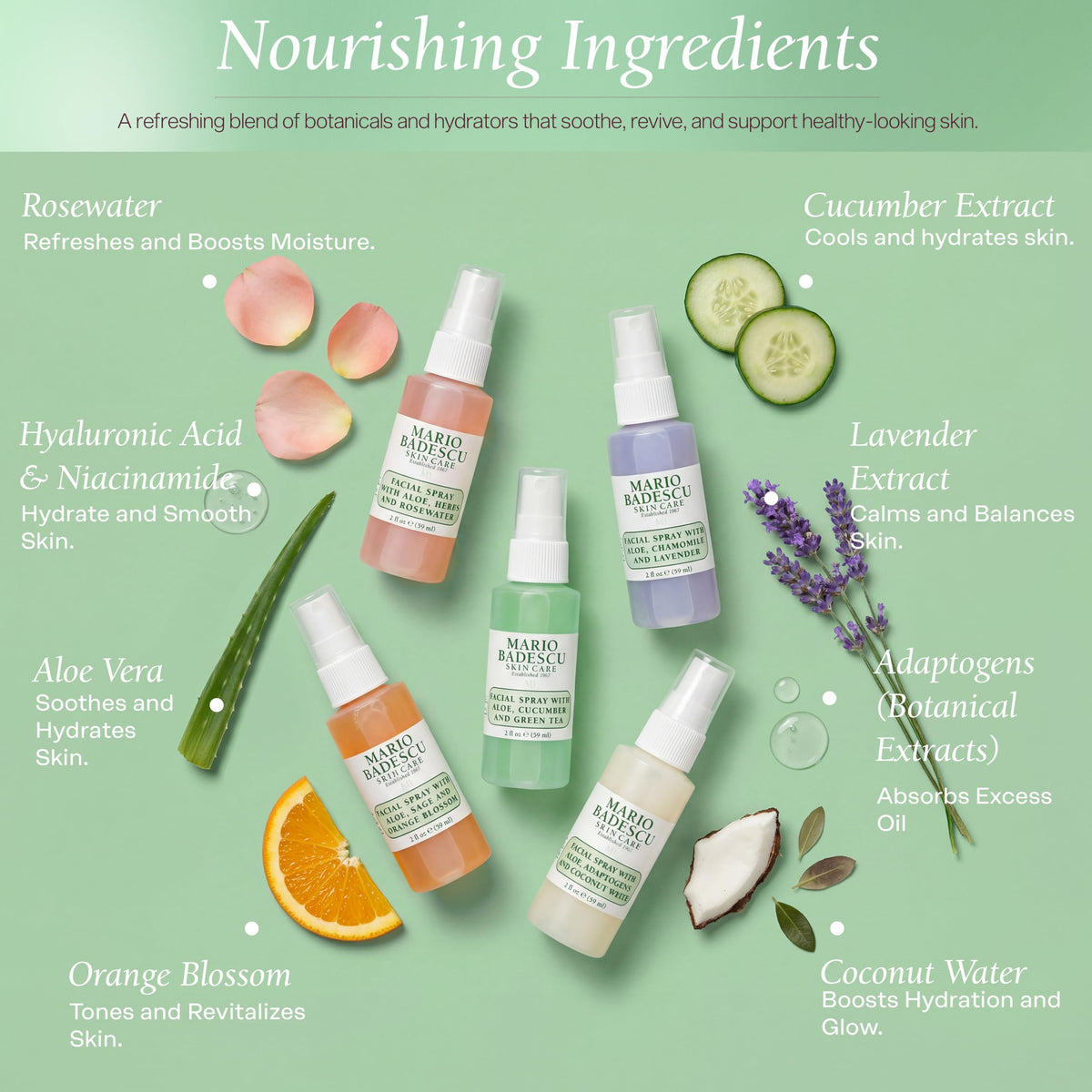 Mario Badescu Aloe, Herbs & Rosewater spray on a table