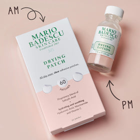 Mario Badescu Drying Lotion displayed with cotton swabs