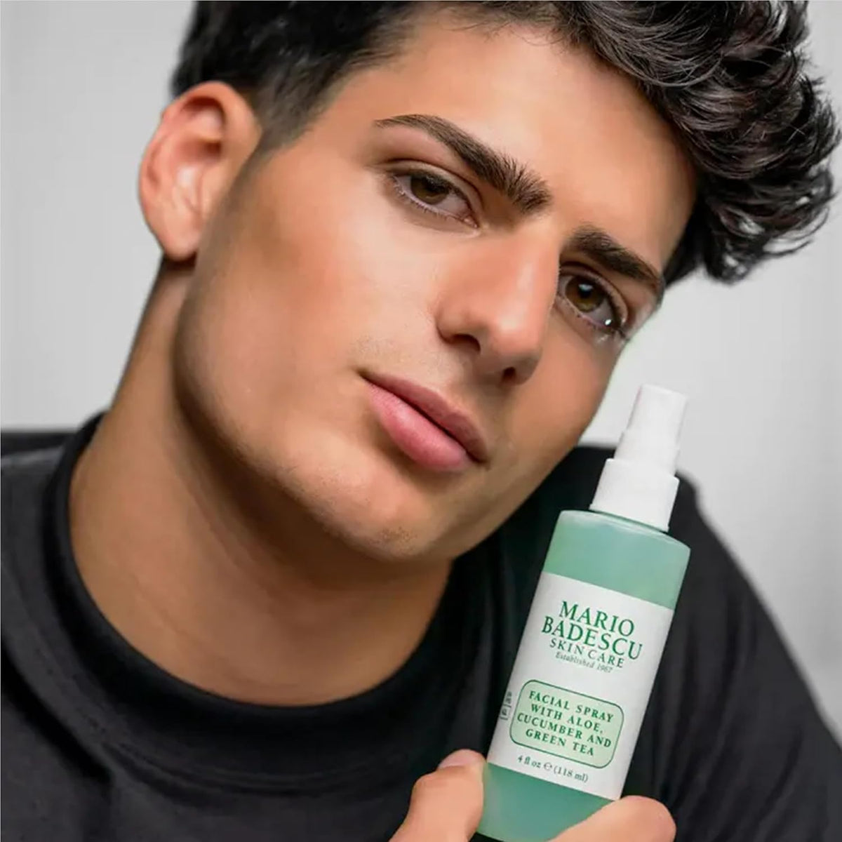 Mario Badescu Facial Spray 2 FL OZ side view with Green Tea