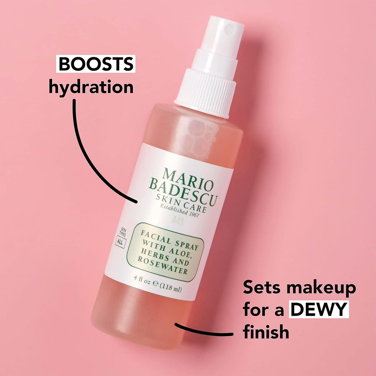 Mario Badescu Facial Spray Duo misting on face